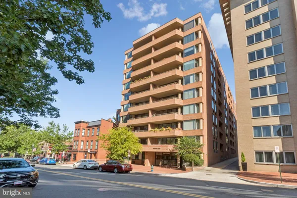 front view of a building with a street