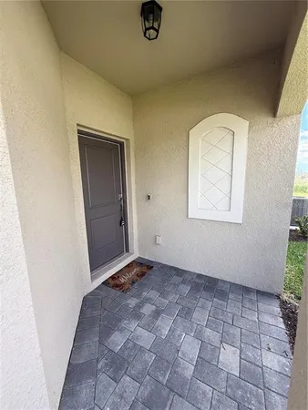 an empty room with a door