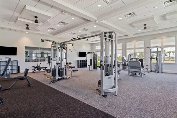a view of a room with gym equipment