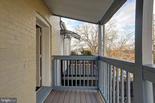 a view of wooden balcony