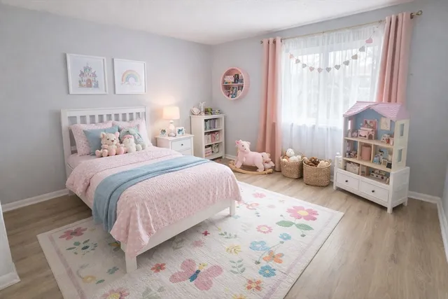 a bedroom with bed and a window