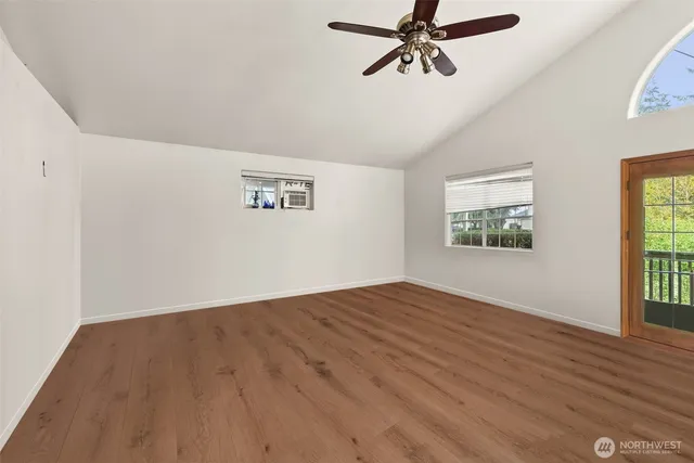 an empty room with windows