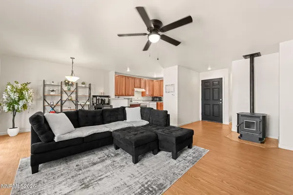 a living room with furniture