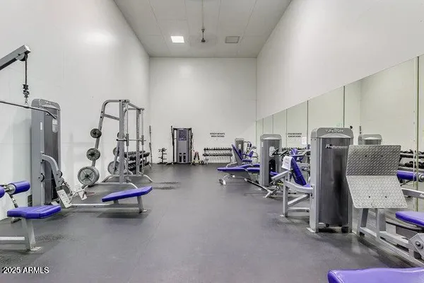 a view of a room with gym equipment