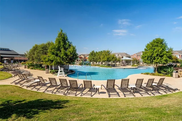 a building outdoor space with patio furniture