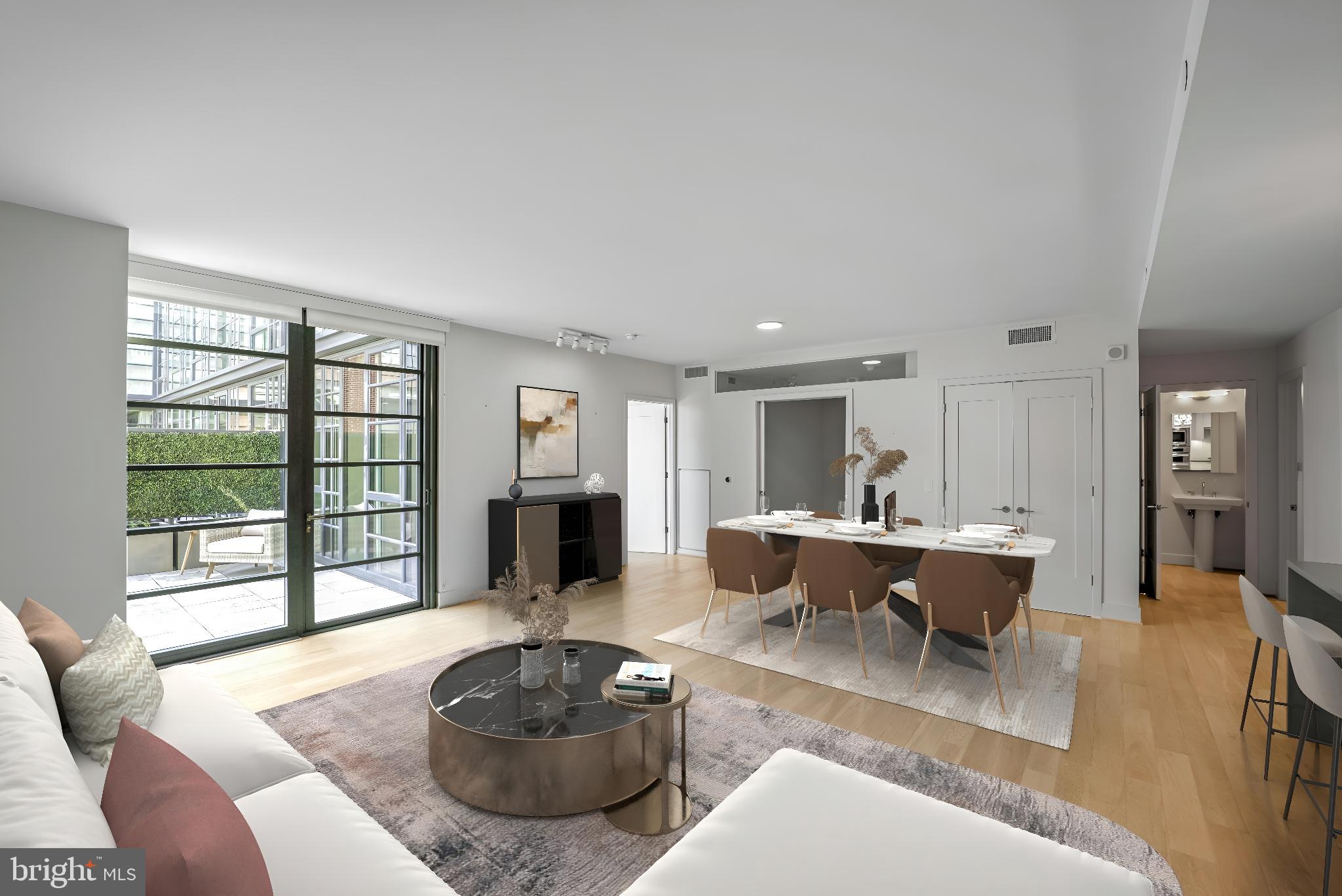 45 Sutton Square Southwest, Unit 1118 Washington, DC 20024 - Photo 11 of 63 Seamless living room & dining room flow