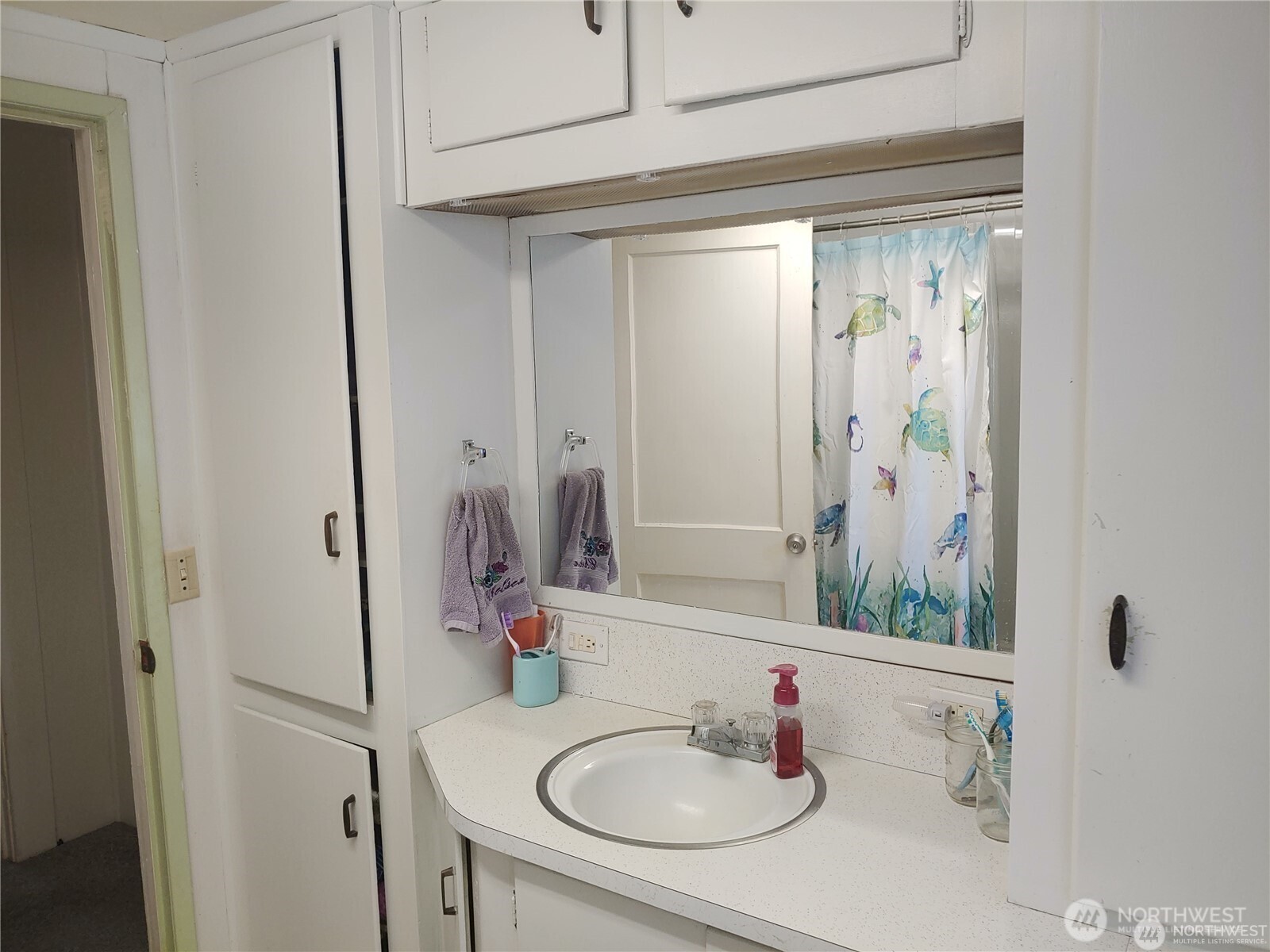 664 Rhoades Road Winlock, WA 98596 - Photo 13 of 26 a bathroom with a sink and a mirror