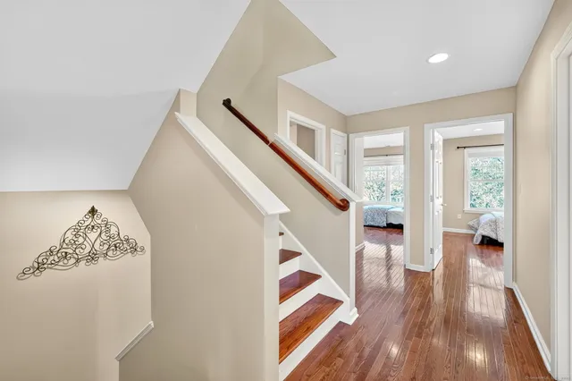 a view of entryway with wooden floor