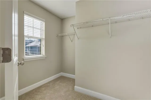 a view of a room with racks on the wall