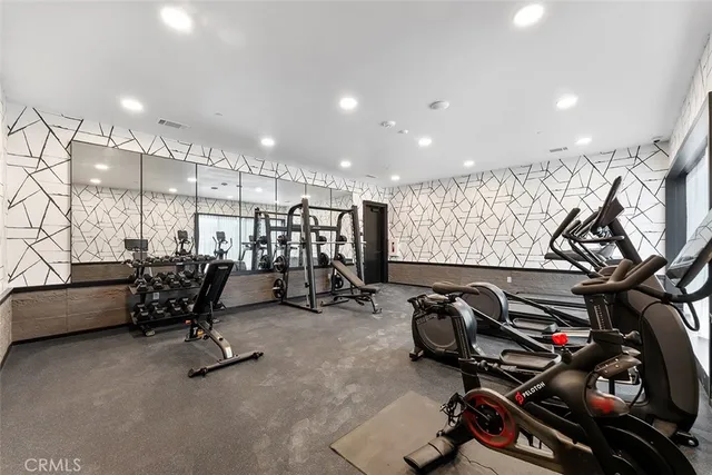 a view of a room with gym equipment