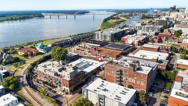 an aerial view of a city