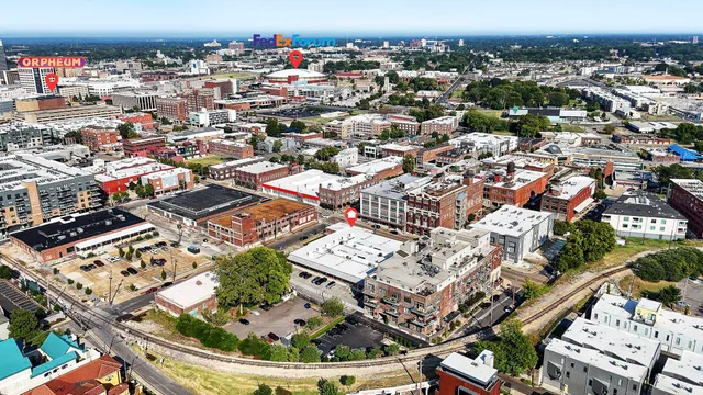 an aerial view of a city