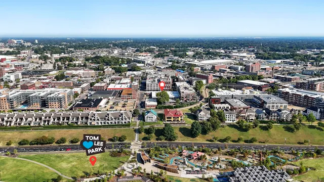 an aerial view of a city