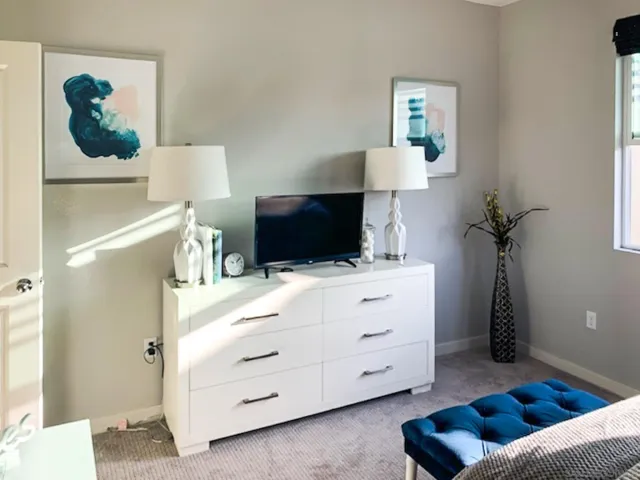 a living room with furniture and a couch