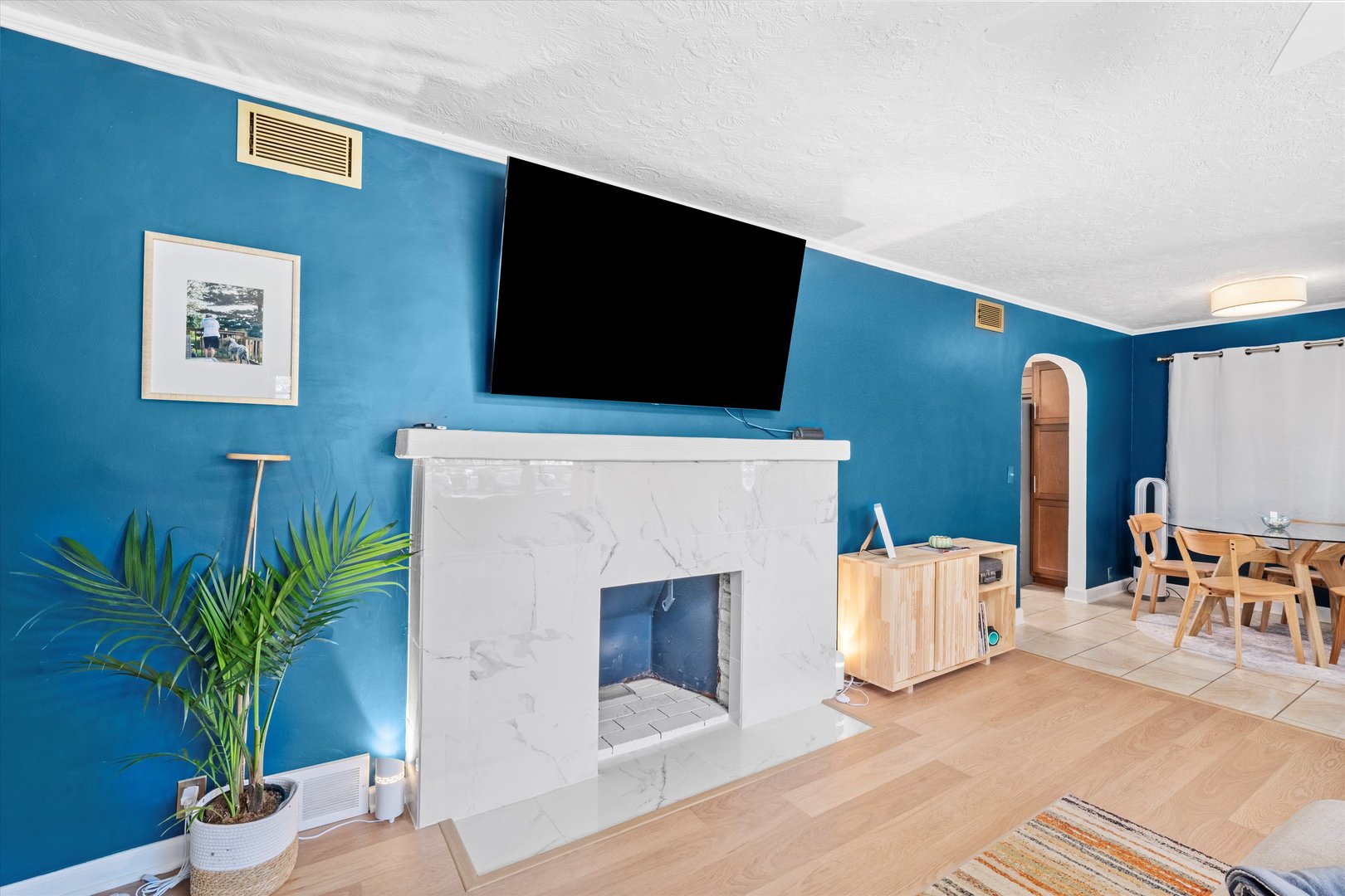 1212 Grandview Avenue Lockport, IL 60441 - Photo 6 of 38 a living room with furniture a flat screen tv and a fireplace