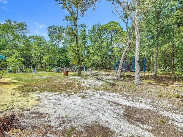 a backyard of a house with lots of green space