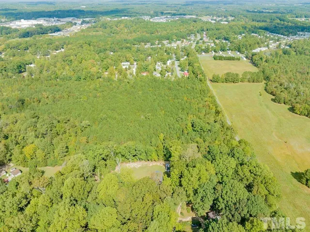 a view of a large body of water and green space
