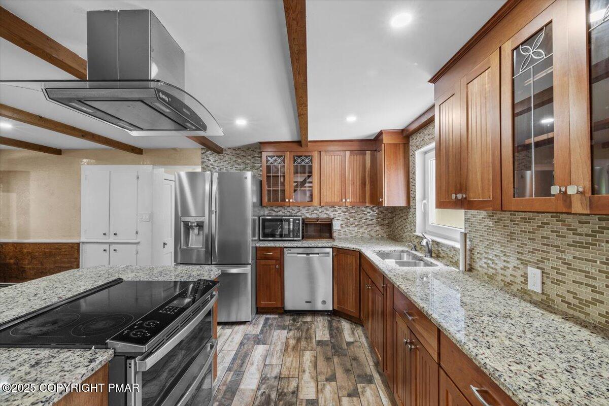 1553 Middle Road Stroudsburg, PA 18360 - Photo 29 of 75 a kitchen with stainless steel appliances granite countertop a sink and stove
