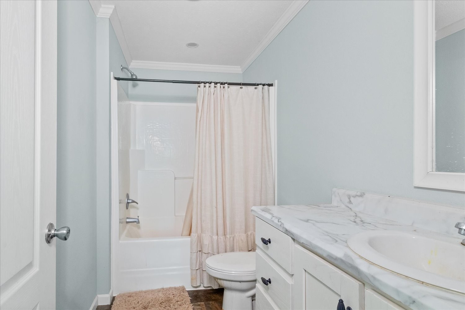 1189 Chicken Creek Road Pulaski, TN 38478 - Photo 25 of 30 a bathroom with a granite countertop sink toilet and shower