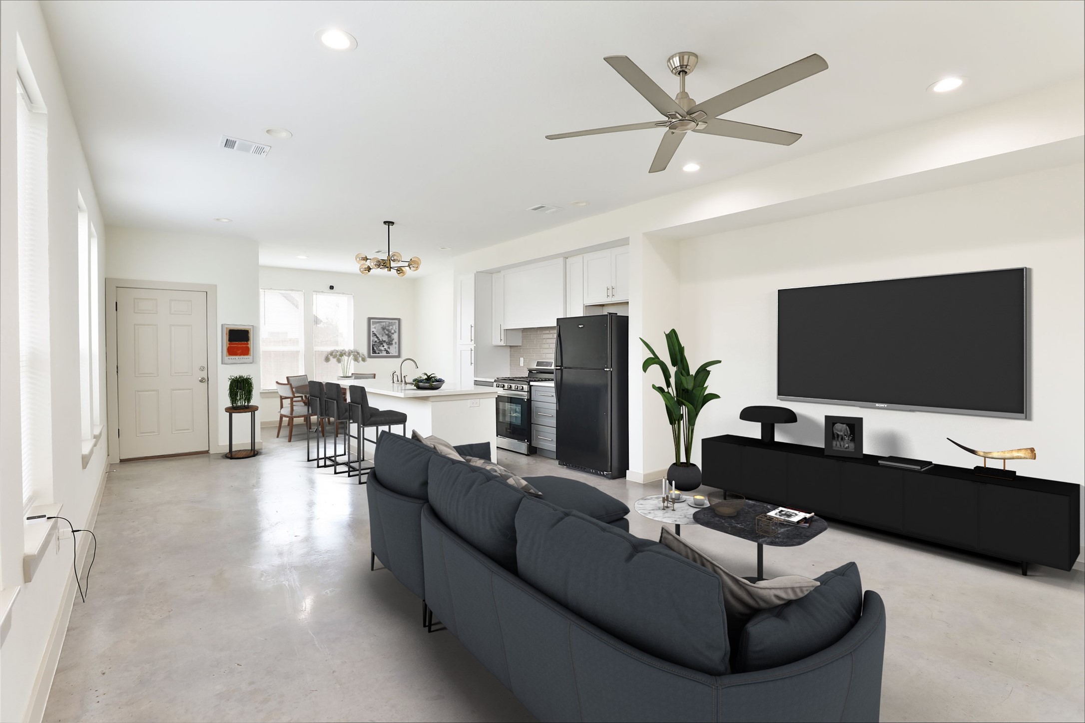 7924 Booker Street, Unit B Houston, TX 77028 - Photo 6 of 19 a living room with furniture and a flat screen tv