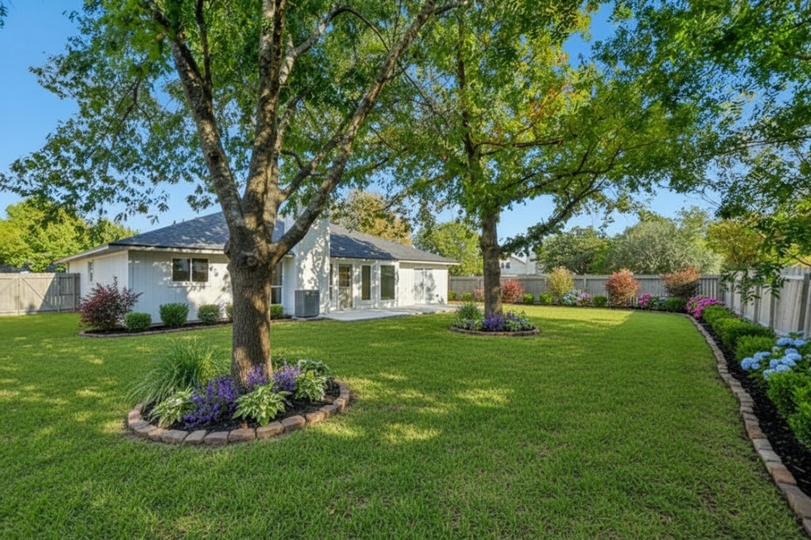 417 Oakridge Pass Cedar Park, TX 78613 - Photo 32 of 33 a front view of a house with a garden and trees