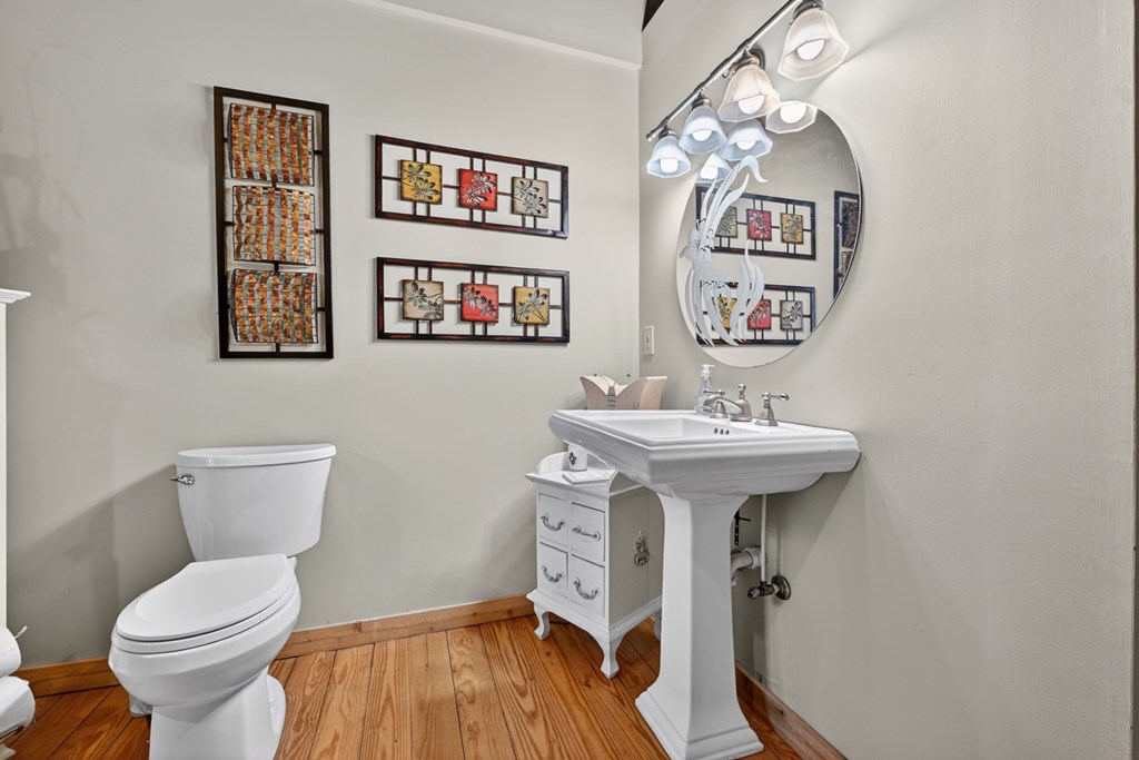 260 Observation Lane Blue Ridge, GA 30513 - Photo 41 of 100 a bathroom with a sink a mirror and a toilet