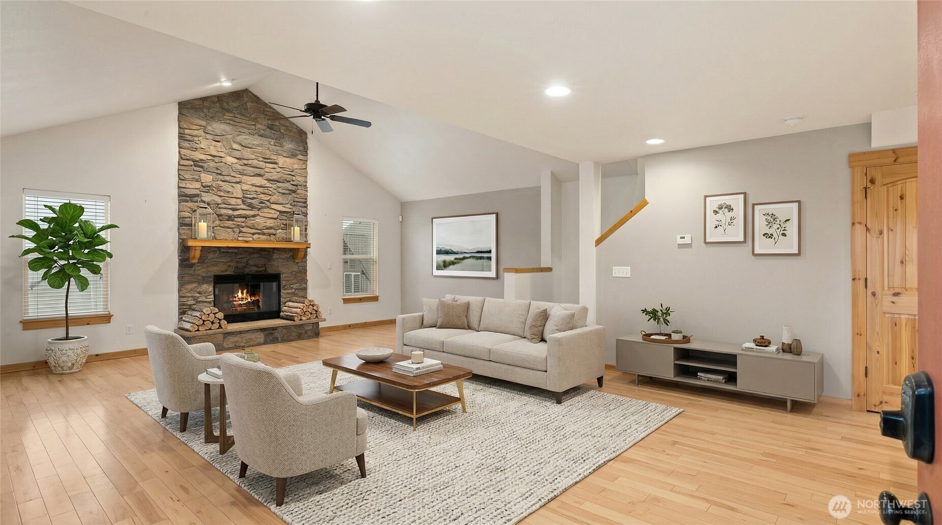 231 Clearwater Loop, Unit 1 Ronald, WA 98940 - Photo 2 of 34 a living room with furniture and a fireplace