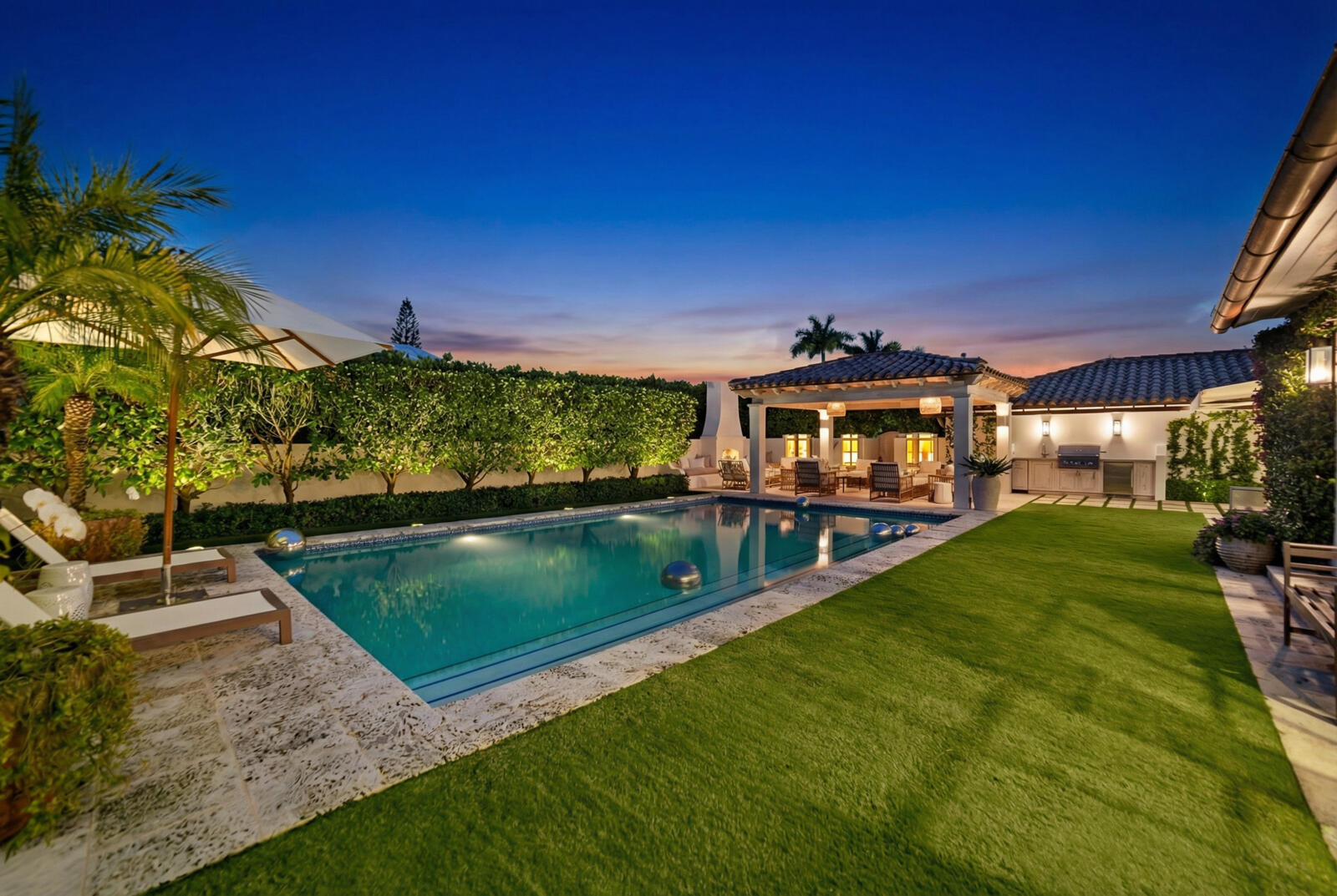 218 List Road Palm Beach, FL 33480 - Photo 23 of 40 Pool Twilight
