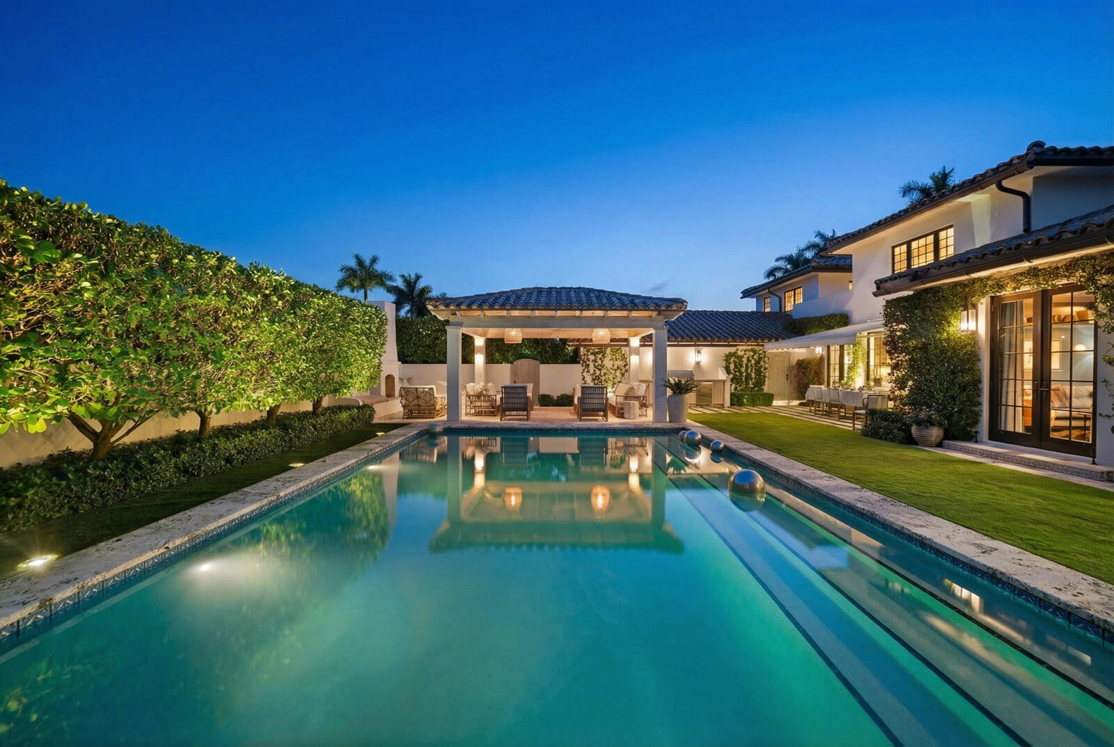 218 List Road Palm Beach, FL 33480 - Photo 36 of 40 Pool Twilight