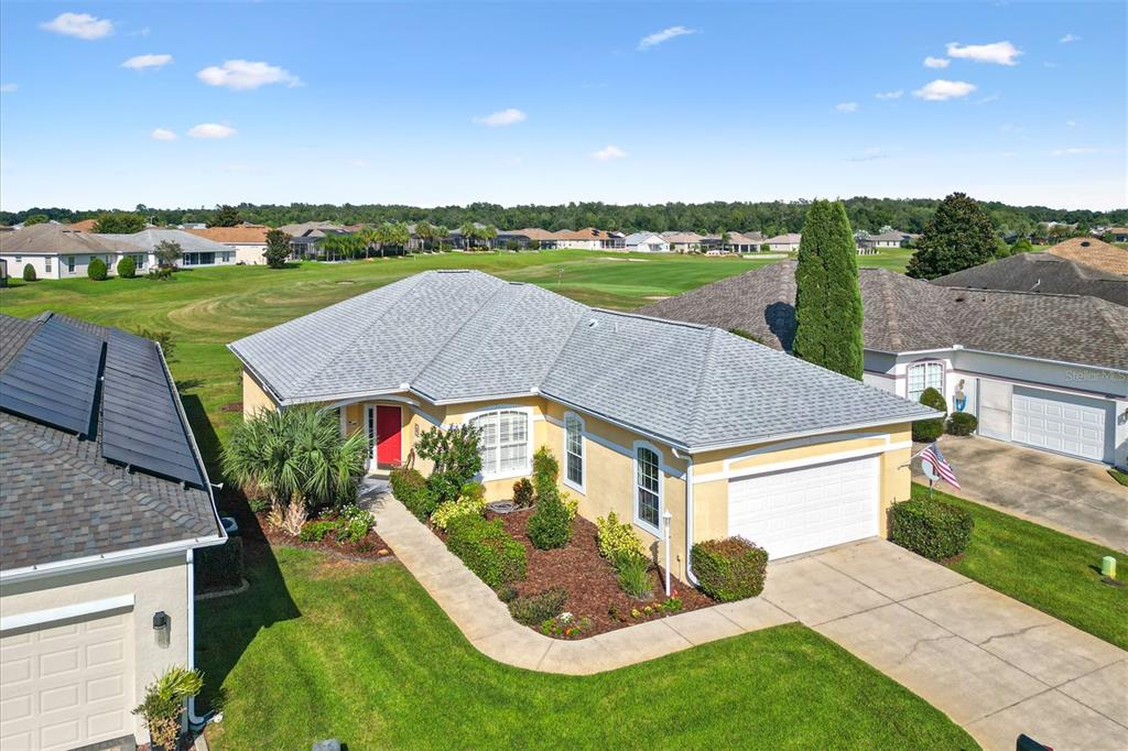 an aerial view of a house