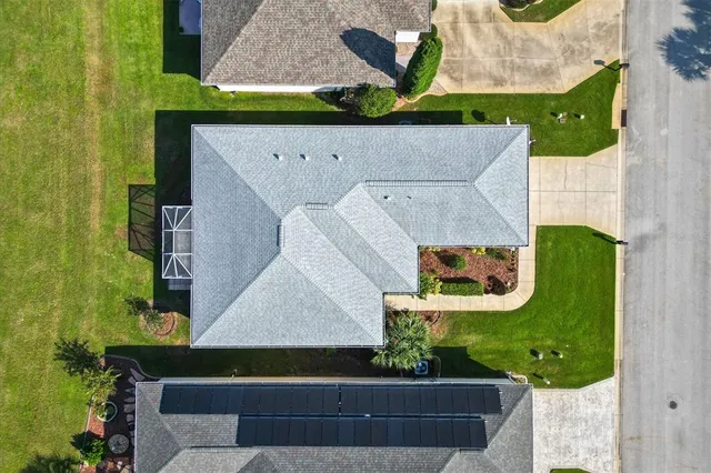 an aerial view of a house having outdoor space