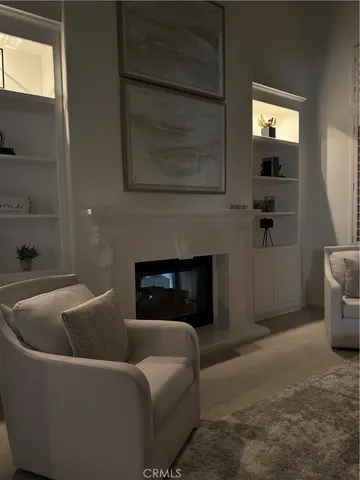 a view of a hallway with windows