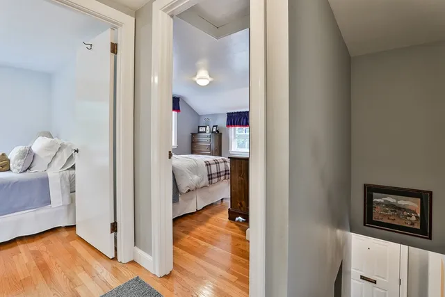 a view of a bedroom from a hallway