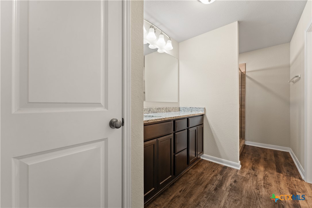 4124 Riata Ranch Road Waco, TX 76705 - Photo 15 of 26 a bathroom with a sink and a mirror