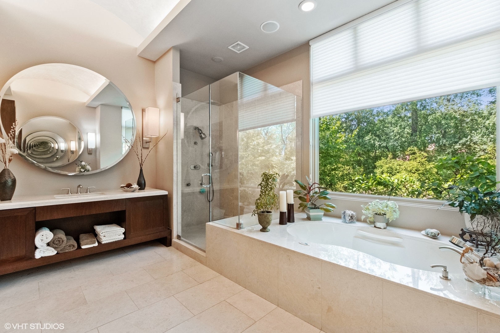 1632 Saunders Road Riverwoods, IL 60015 - Photo 22 of 38 a bathroom with a double vanity sink and a mirror