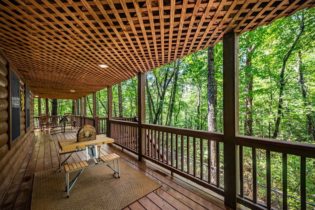 120 Tomahawk Blue Ridge Blue Ridge, GA 30513 - Photo 13 of 56 a view of a patio with a table chairs and backyard