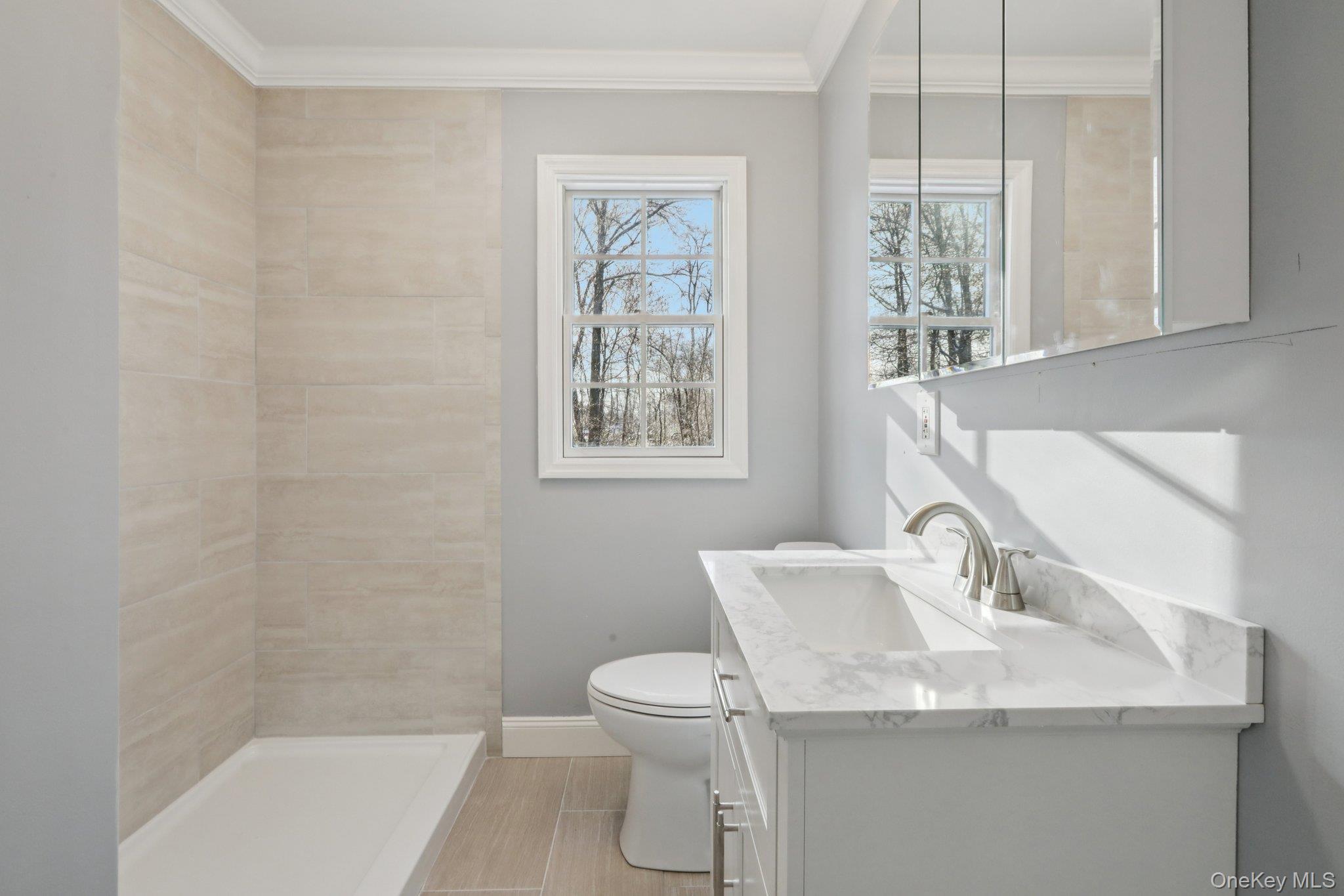 95 Smithtown Road Fishkill, NY 12524 - Photo 20 of 50 Full bathroom featuring vanity, crown molding, and a stall shower