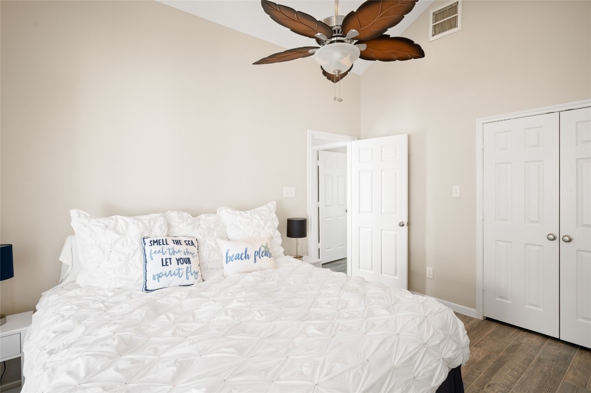 242 Isles End Road Tiki Island, TX 77554 - Photo 31 of 50 The guest house, accessed by a short walkway from the main residence, includes two generously sized bedrooms with en-suite baths and closets. Ceramic tile flooring runs throughout the guest house, providing durability and easy care for visiting family and guests.