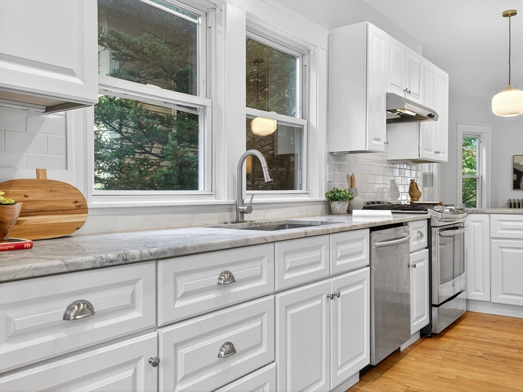 47 Roslin Street, Unit ONE Boston, MA 02124 - Photo 20 of 34 a kitchen with granite countertop a sink stainless steel appliances and cabinets
