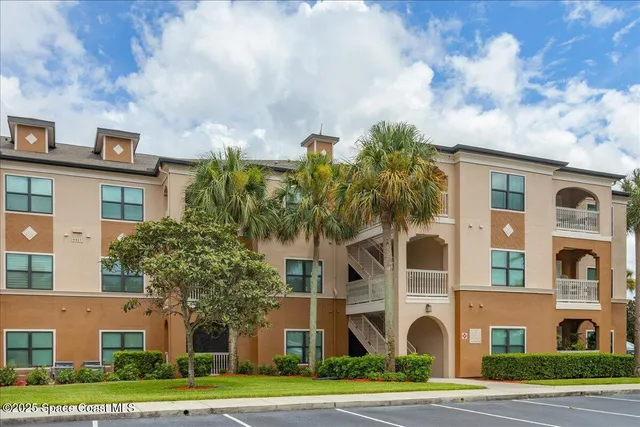 a front view of a multi story building