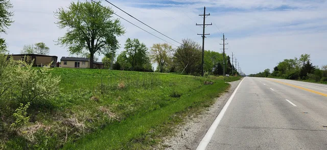 a view of a house with a yard and potted plants