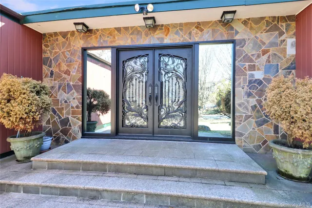 a front view of a house with entryway