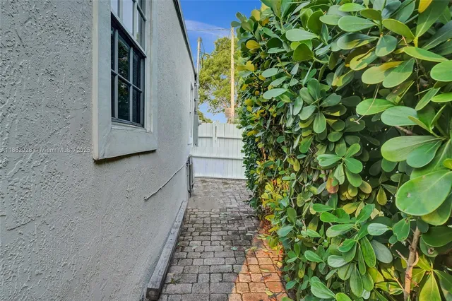 a view of a pathway in a yard