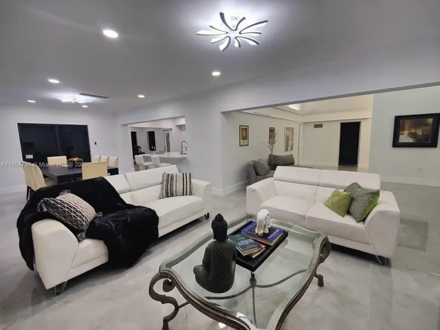 a view of a garden with an tree