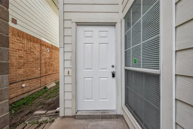a view of wooden door