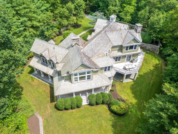 an aerial view of a house