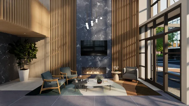 a building outdoor space with patio furniture