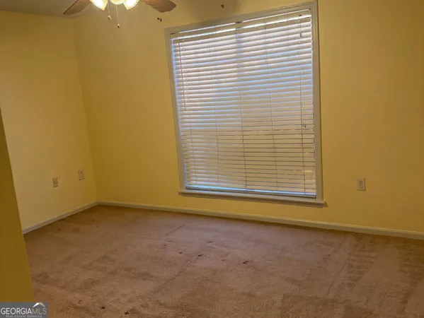 a view of a small space with a window