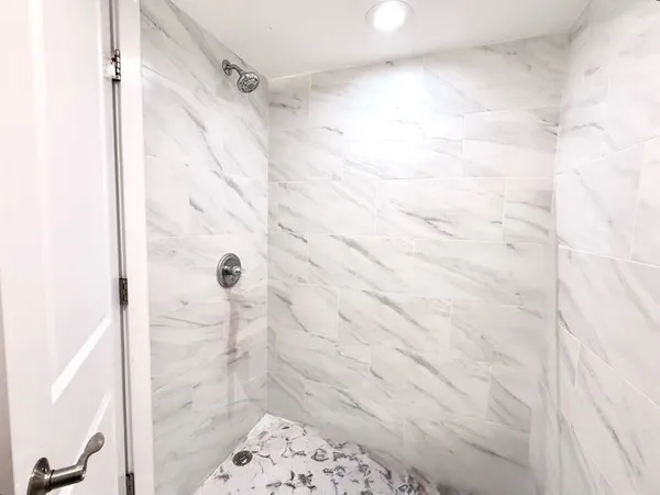 a bathroom with a shower