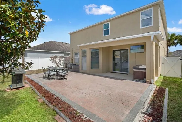 a view of a garden with a slide